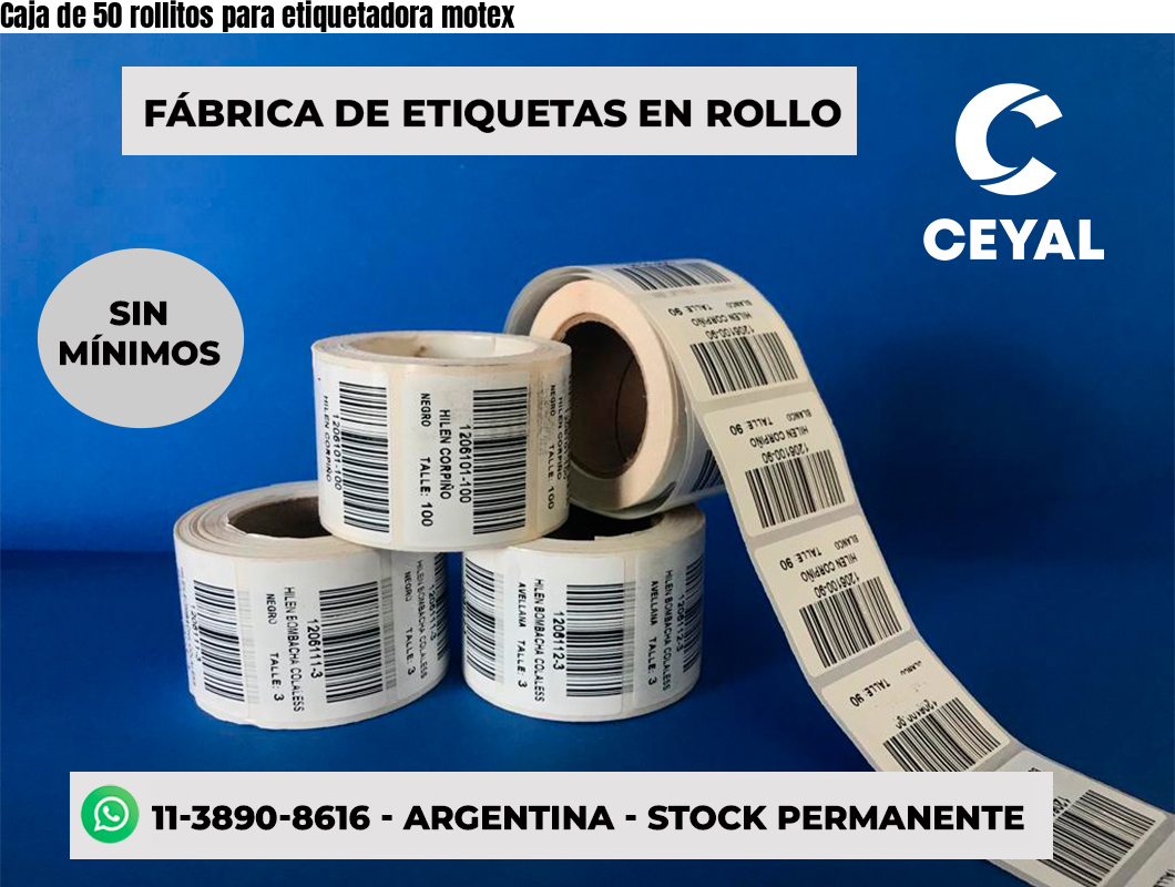 Caja de 50 rollitos para etiquetadora motex