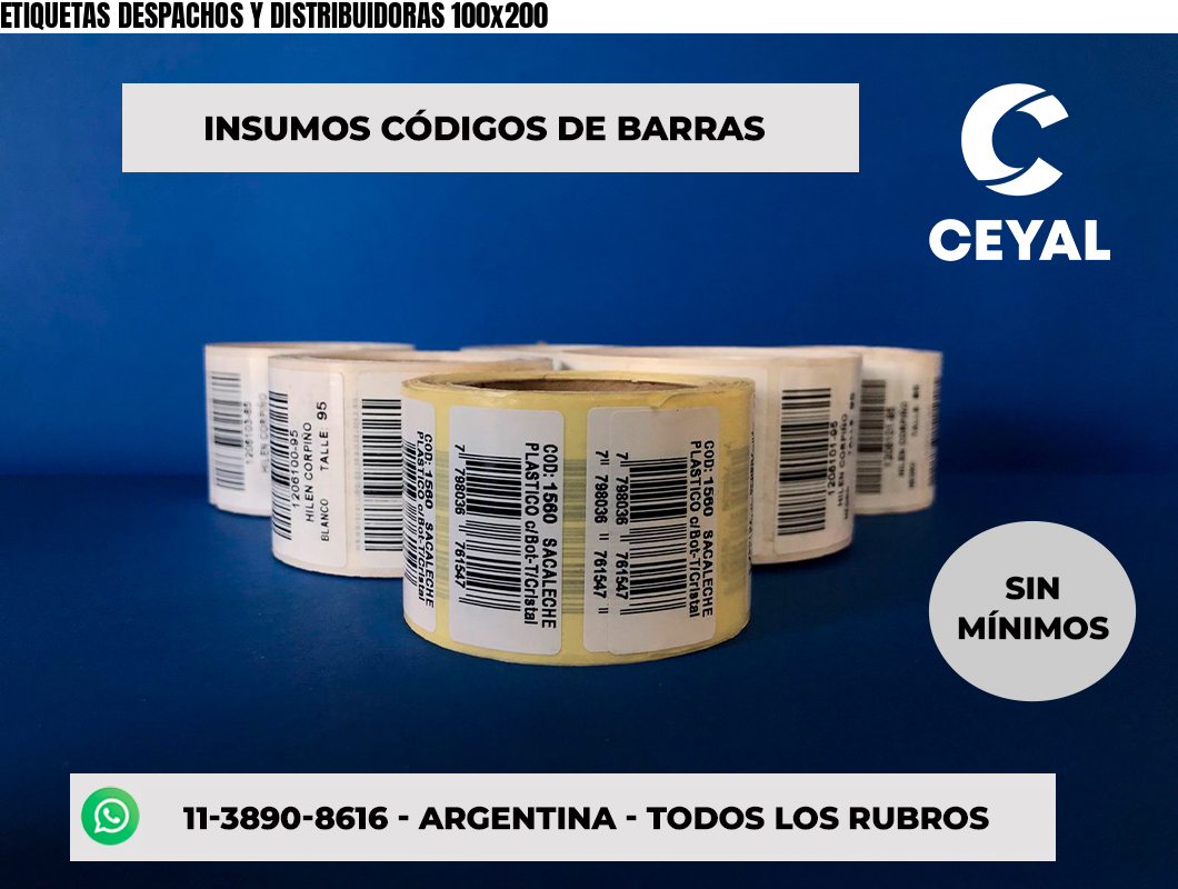 ETIQUETAS DESPACHOS Y DISTRIBUIDORAS 100x200