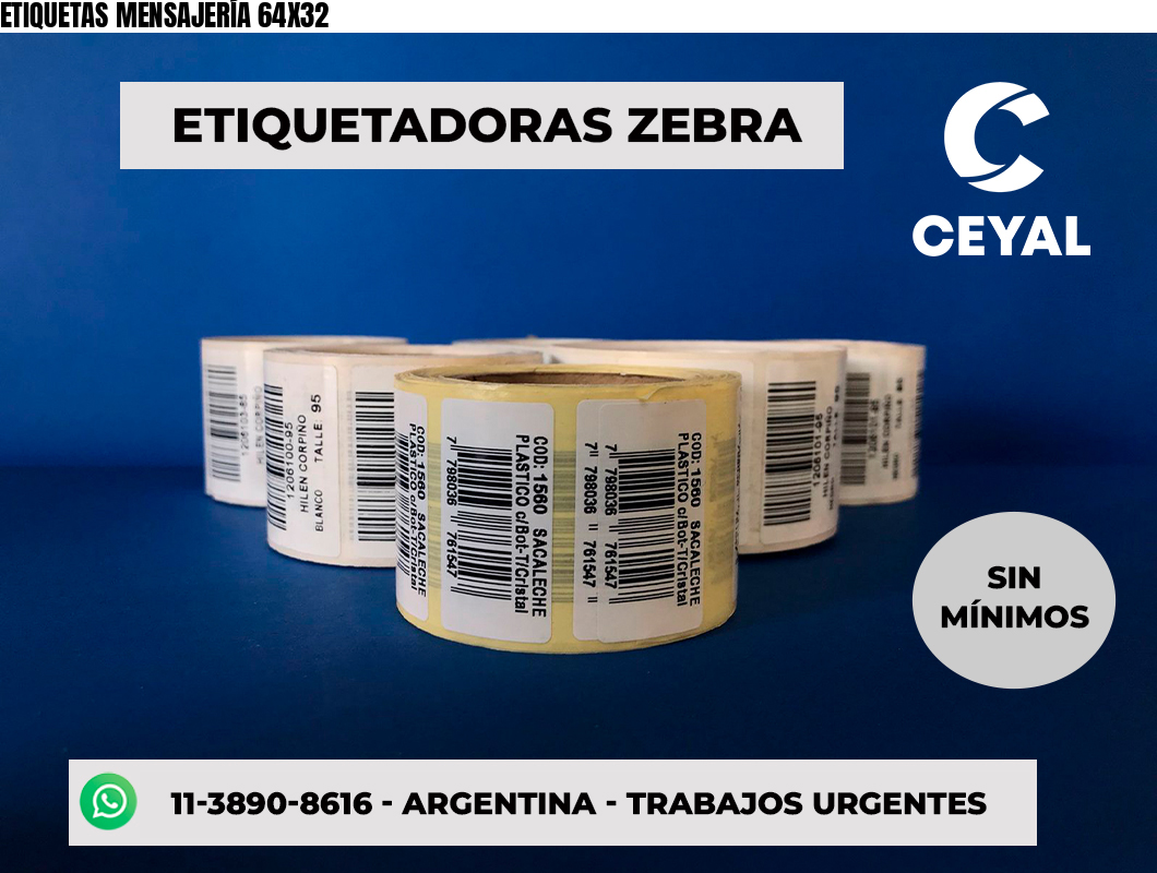 ETIQUETAS MENSAJERÍA 64X32