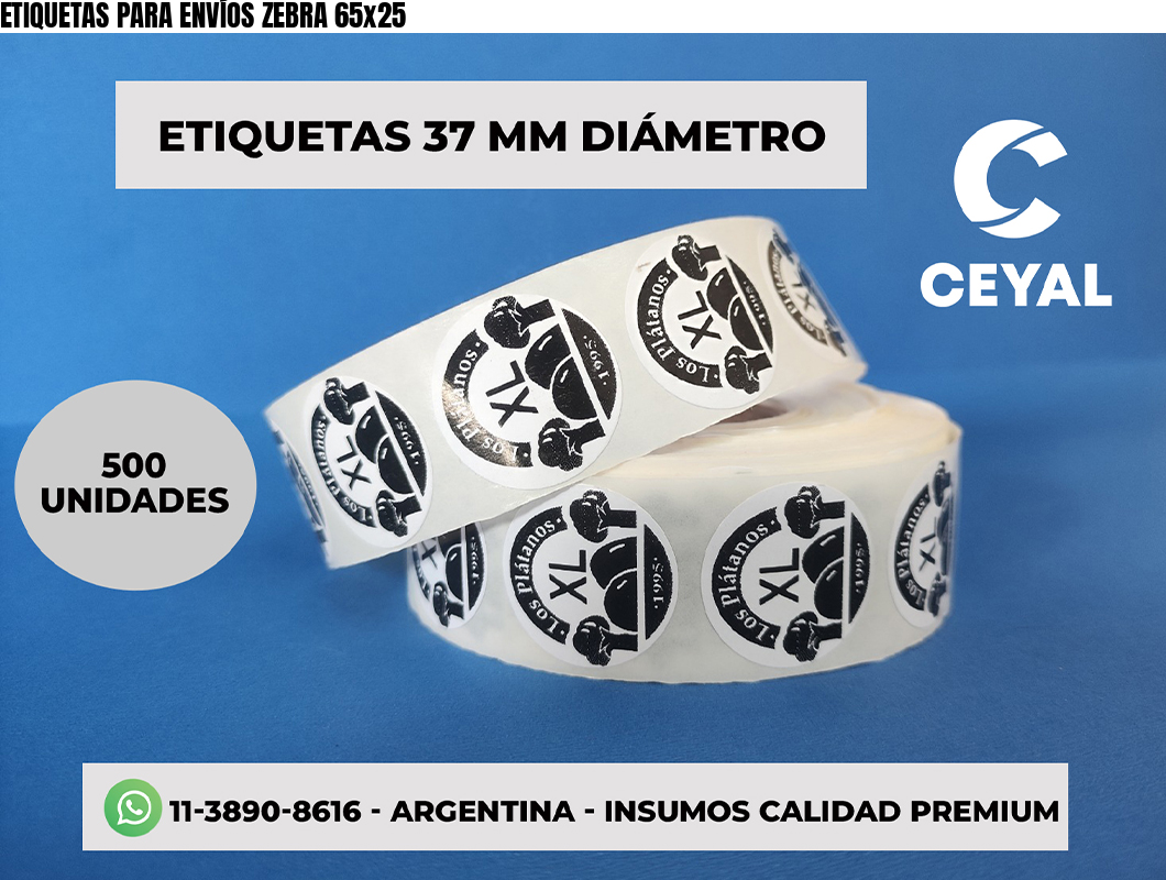 ETIQUETAS PARA ENVÍOS ZEBRA 65x25