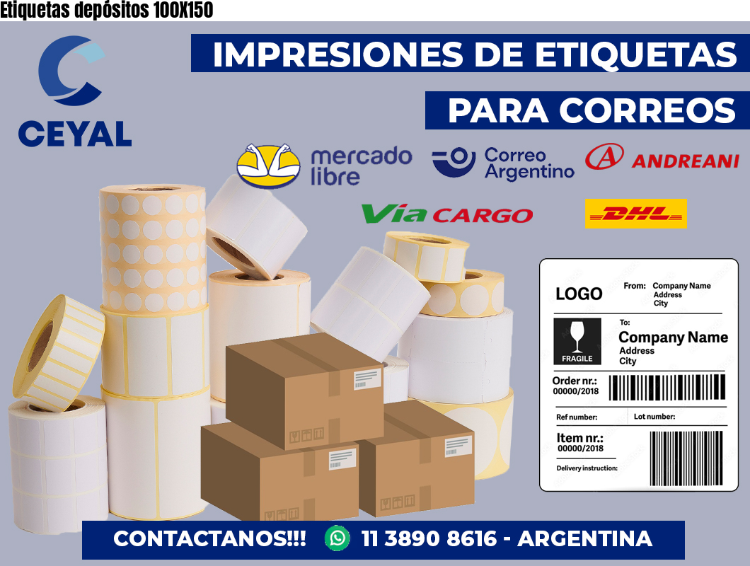 Etiquetas depósitos 100X150