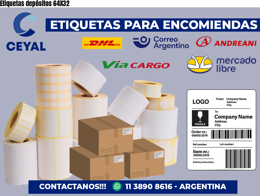 Etiquetas depósitos 64X32