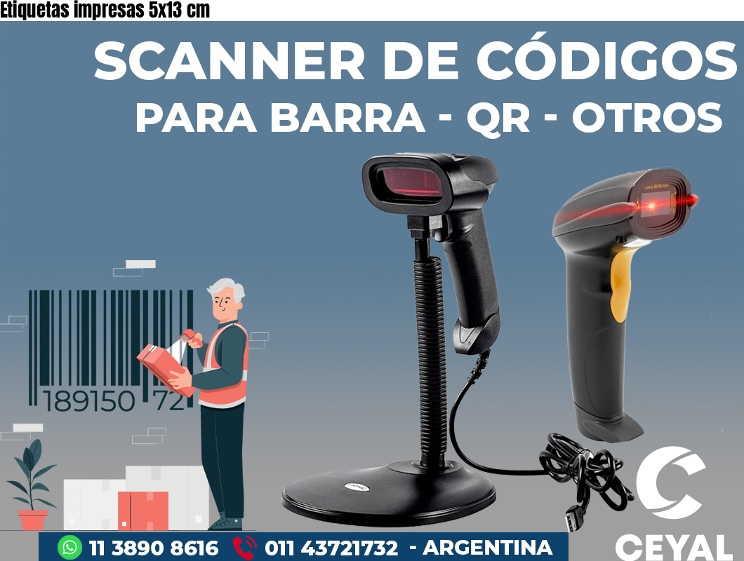 Etiquetas impresas 5x13 cm