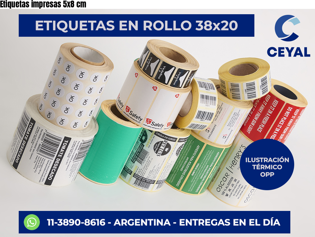 Etiquetas impresas 5×8 cm