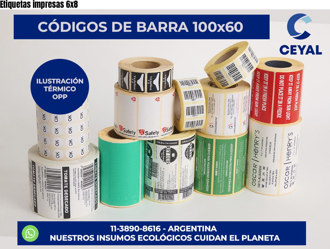 Etiquetas impresas 6×8