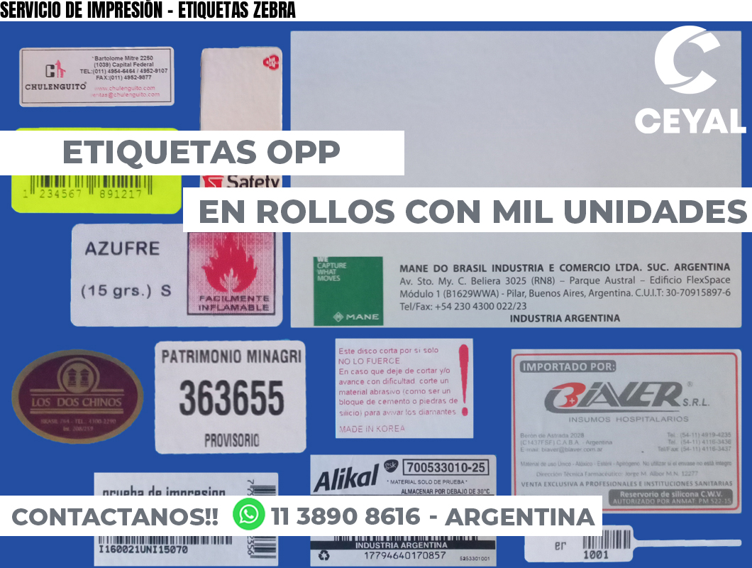 SERVICIO DE IMPRESIÓN – ETIQUETAS ZEBRA