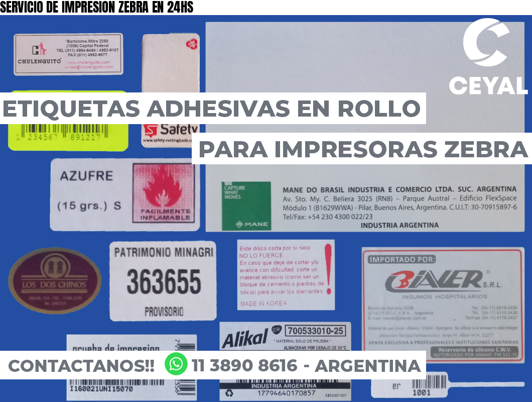 SERVICIO DE IMPRESION ZEBRA EN 24HS