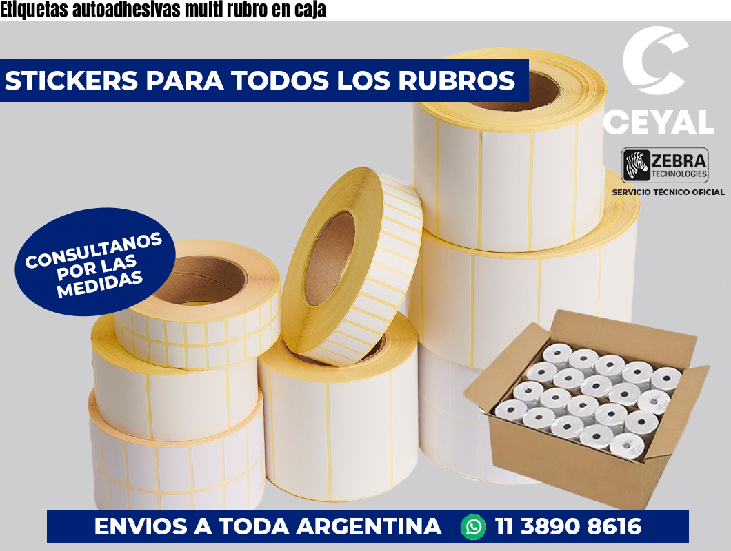 Etiquetas autoadhesivas multi rubro en caja