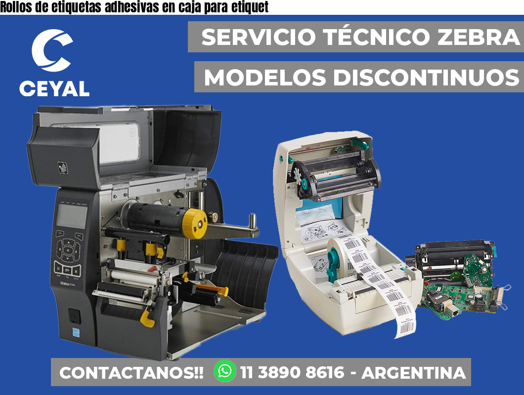 Rollos de etiquetas adhesivas en caja para etiquet