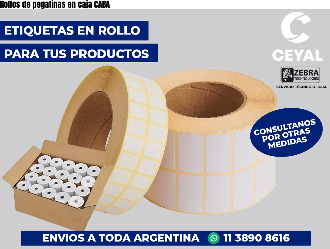 Rollos de pegatinas en caja CABA