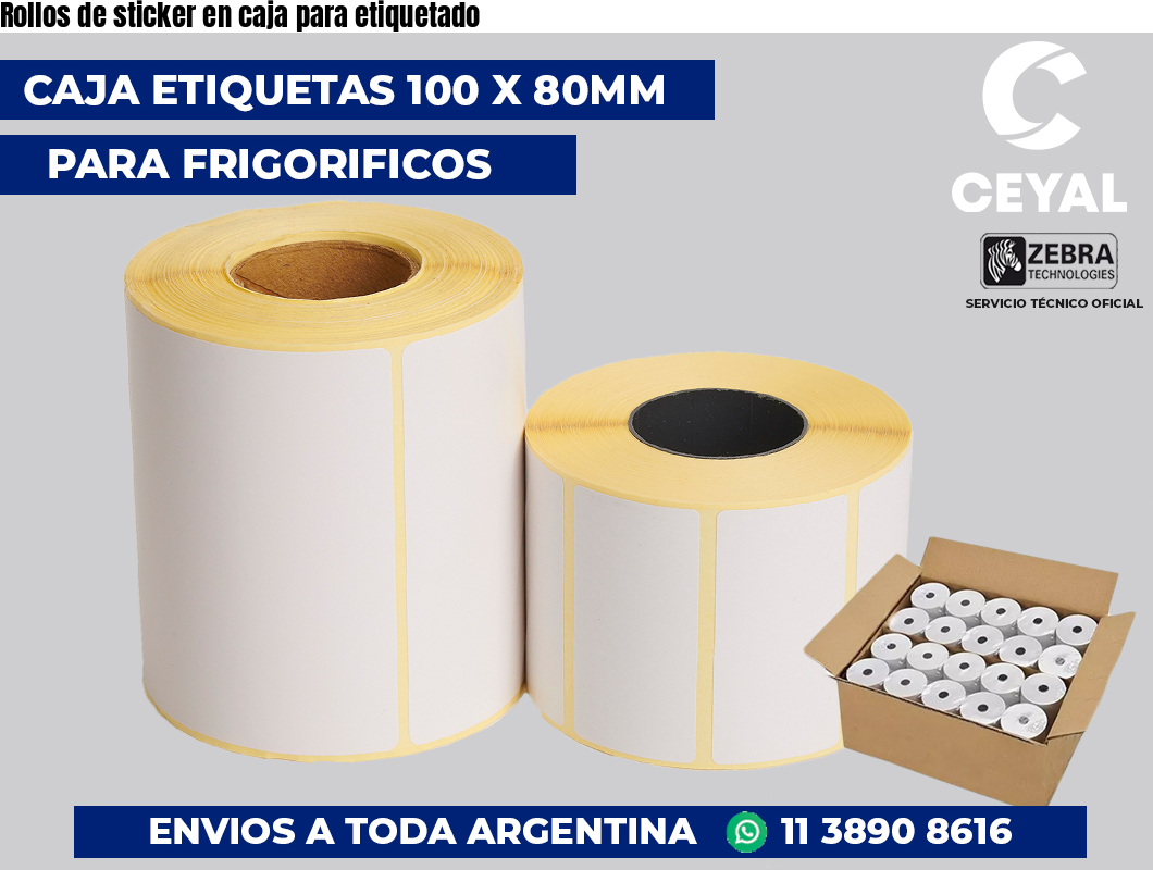 Rollos de sticker en caja para etiquetado