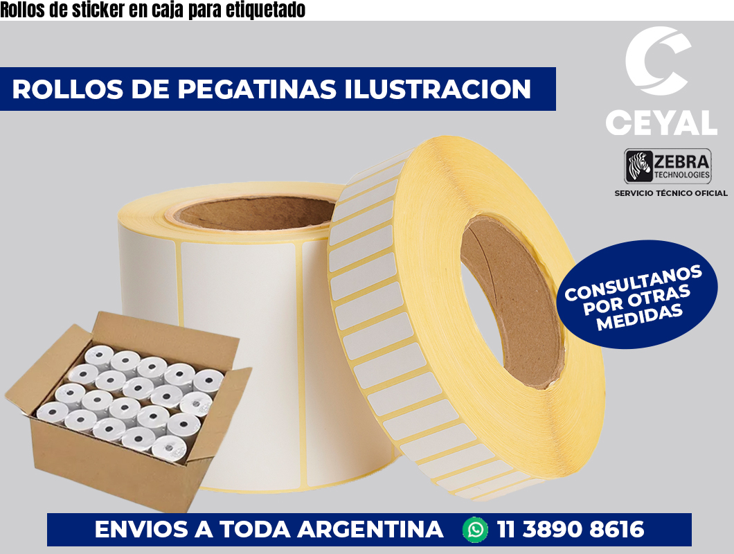 Rollos de sticker en caja para etiquetado