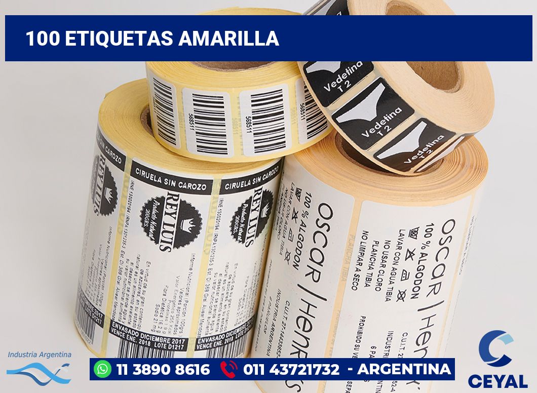 100 Etiquetas amarilla