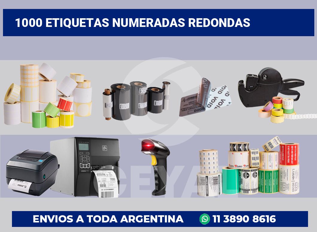1000 Etiquetas numeradas redondas