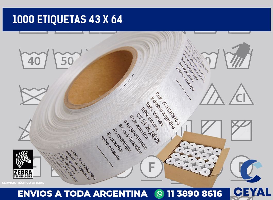 1000 etiquetas 43 x 64