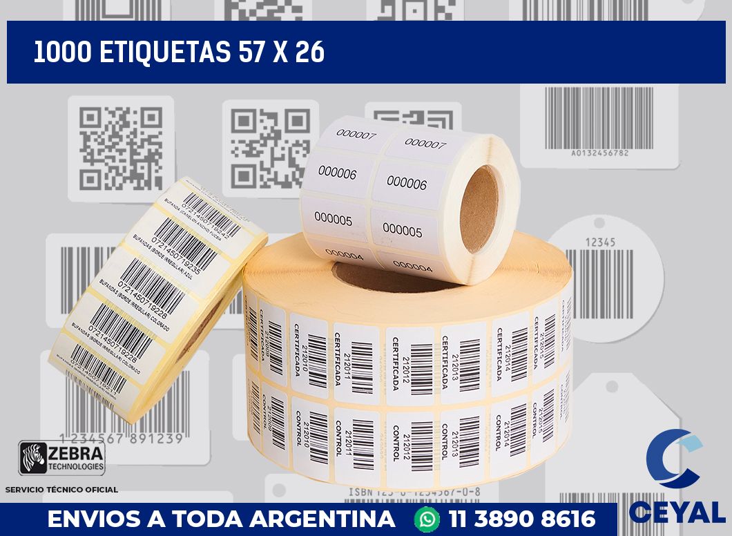 1000 etiquetas 57 x 26