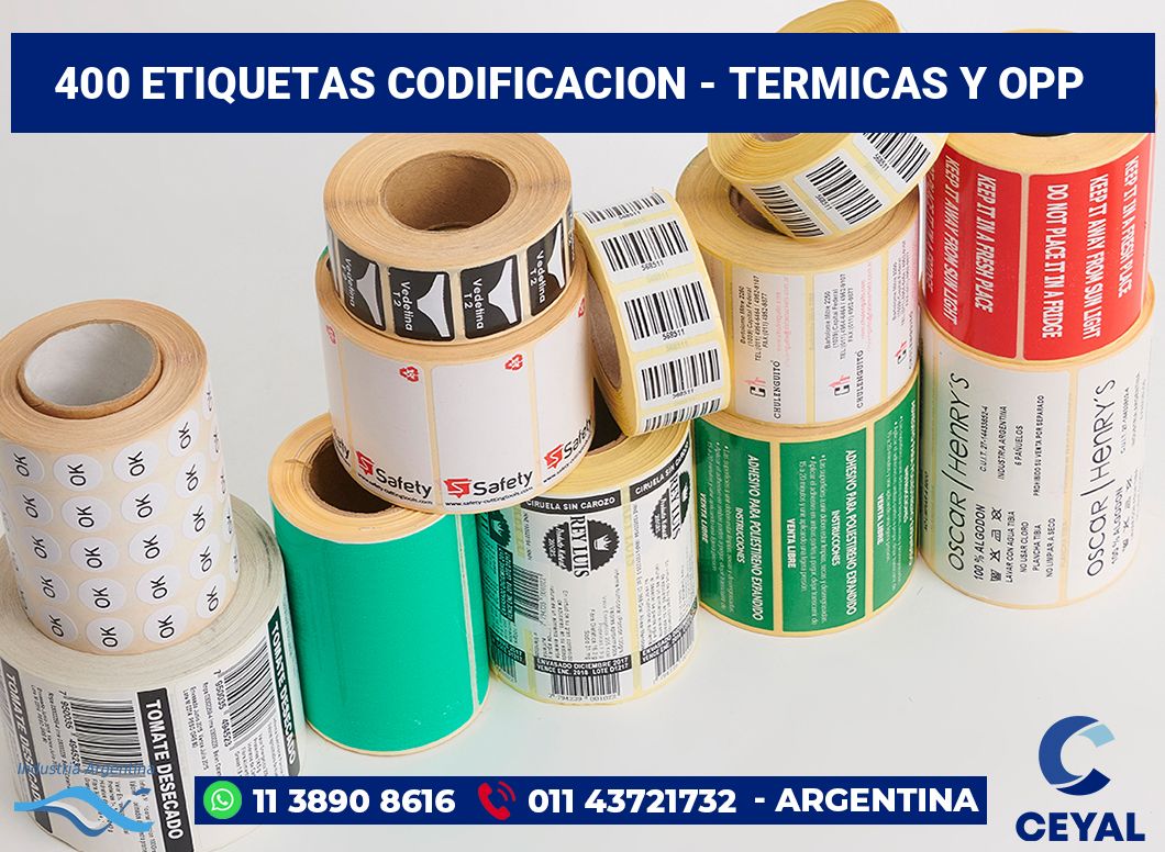 400 Etiquetas codificacion - termicas y opp