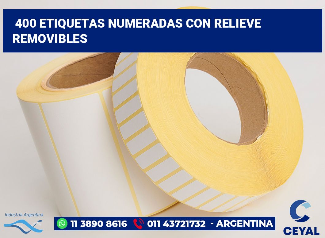 400 Etiquetas numeradas con relieve removibles