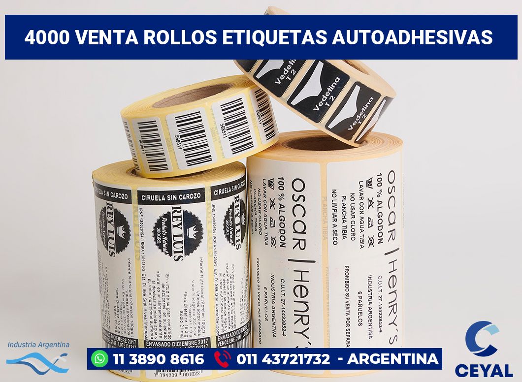 4000 Venta rollos etiquetas autoadhesivas