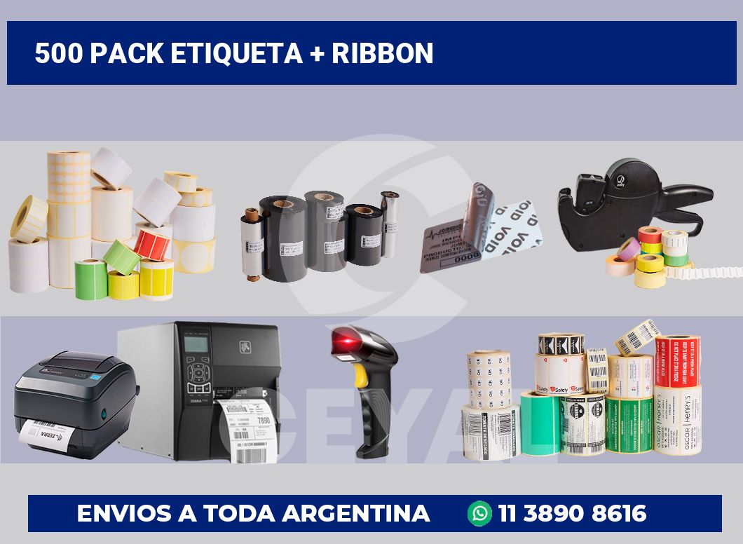 500 Pack etiqueta + ribbon