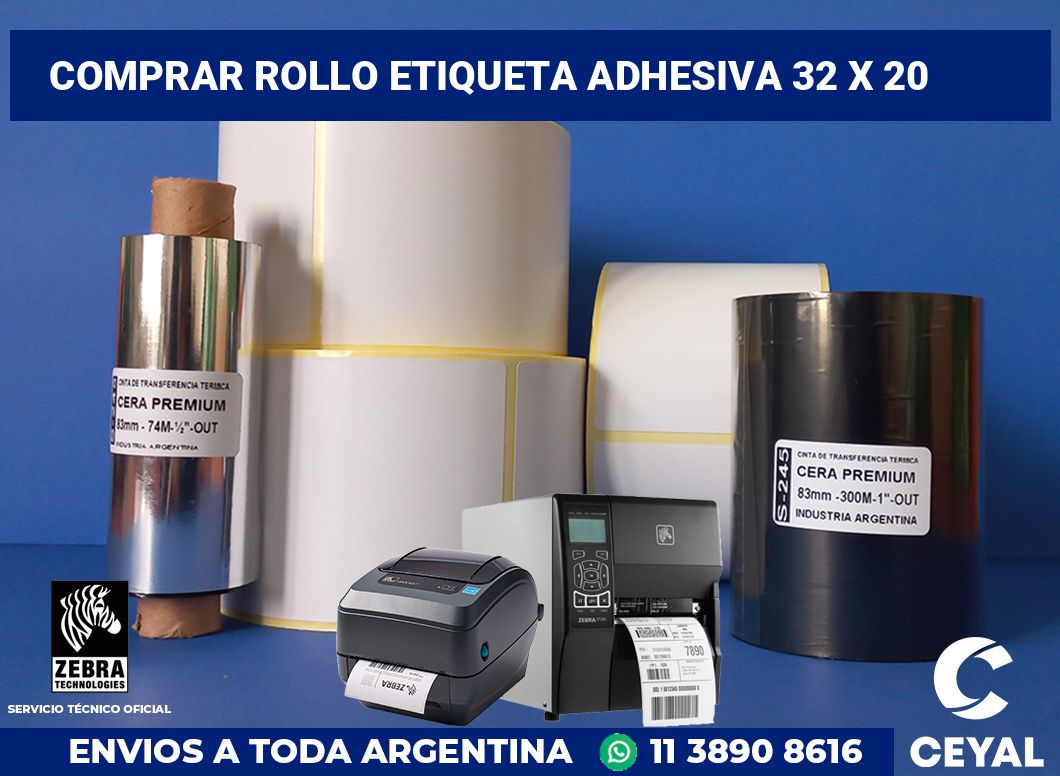 Comprar rollo etiqueta adhesiva 32 x 20