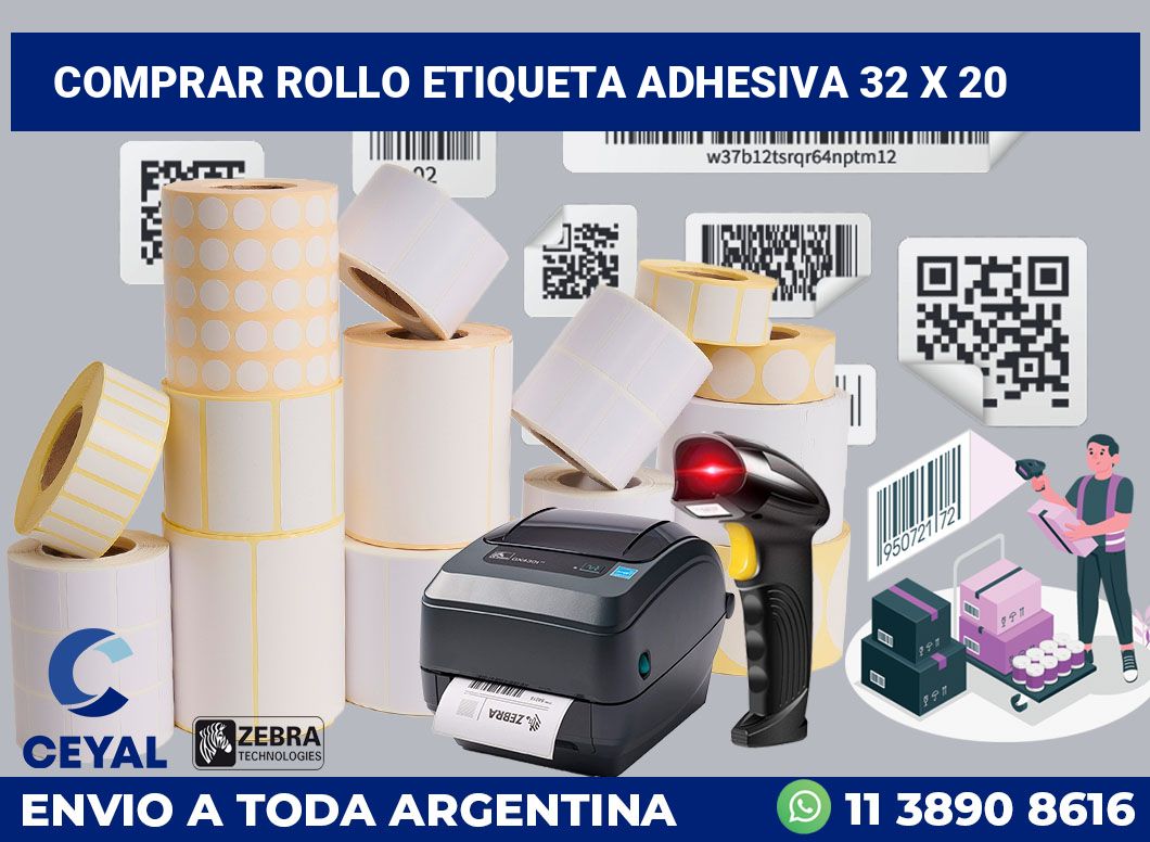Comprar rollo etiqueta adhesiva 32 x 20