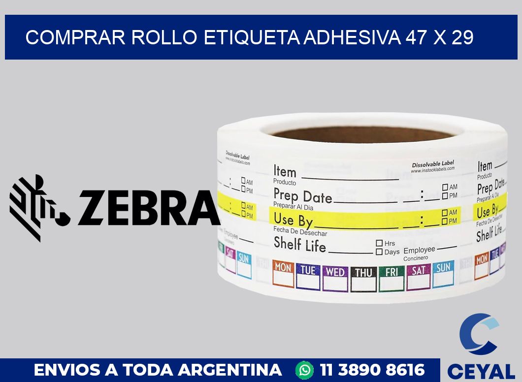 Comprar rollo etiqueta adhesiva 47 x 29