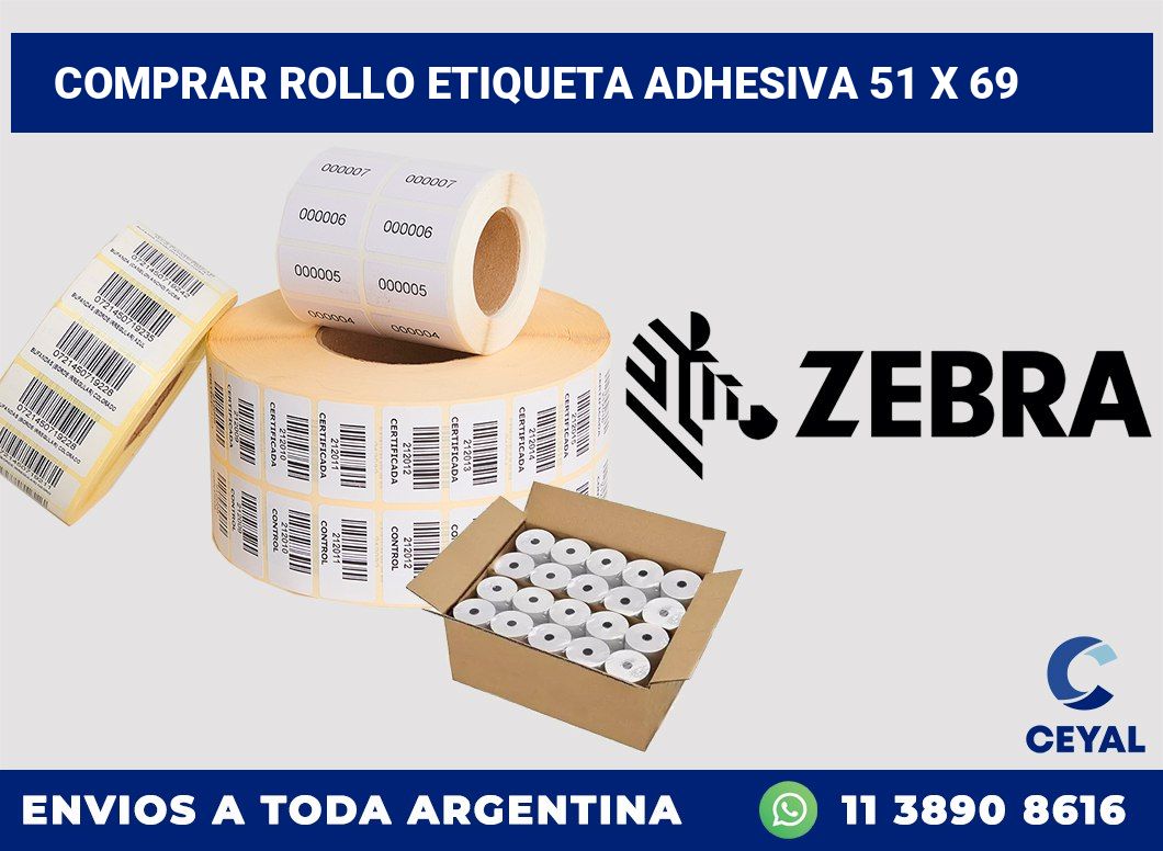Comprar rollo etiqueta adhesiva 51 x 69