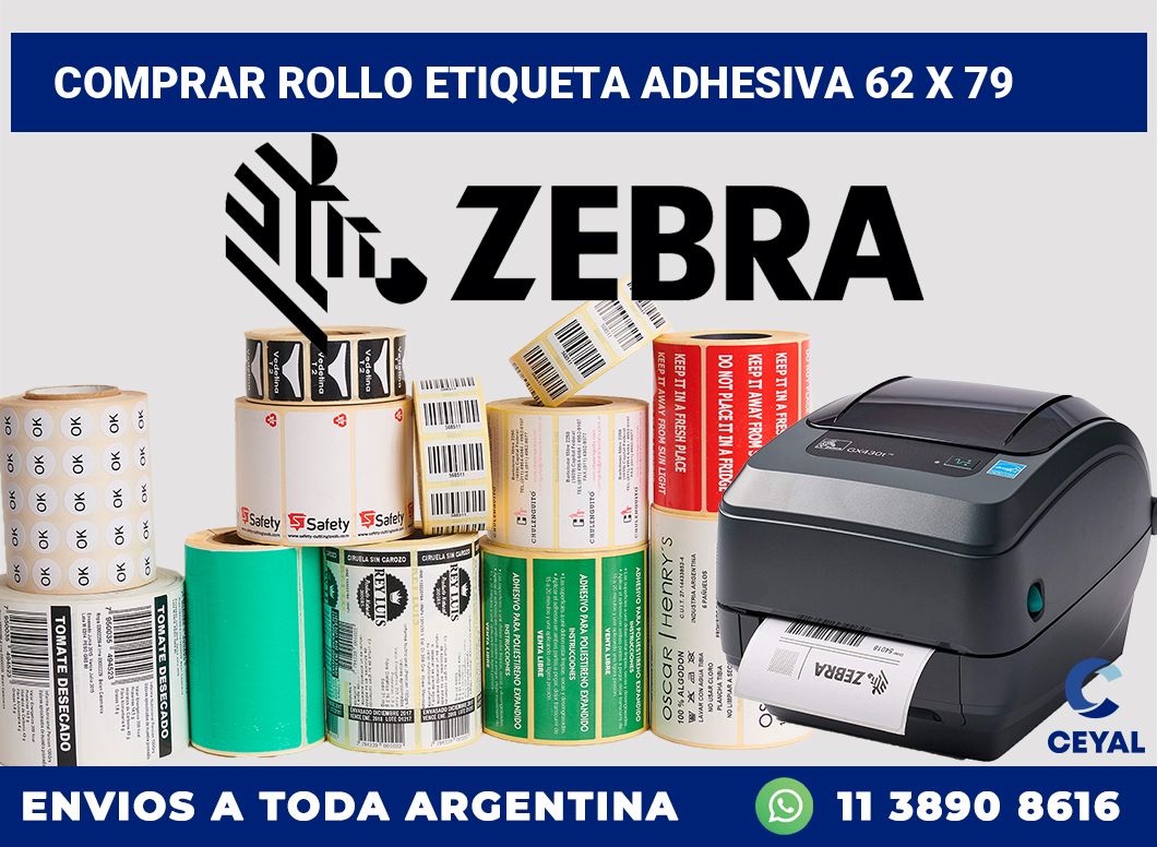 Comprar rollo etiqueta adhesiva 62 x 79