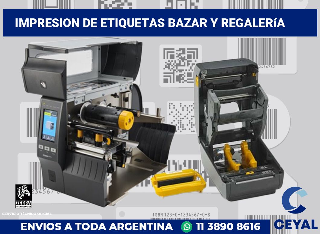 Impresion de etiquetas Bazar y regalería