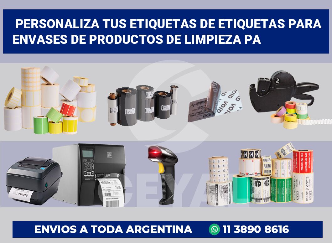 Personaliza tus Etiquetas de Etiquetas para Envases de Productos de Limpieza pa