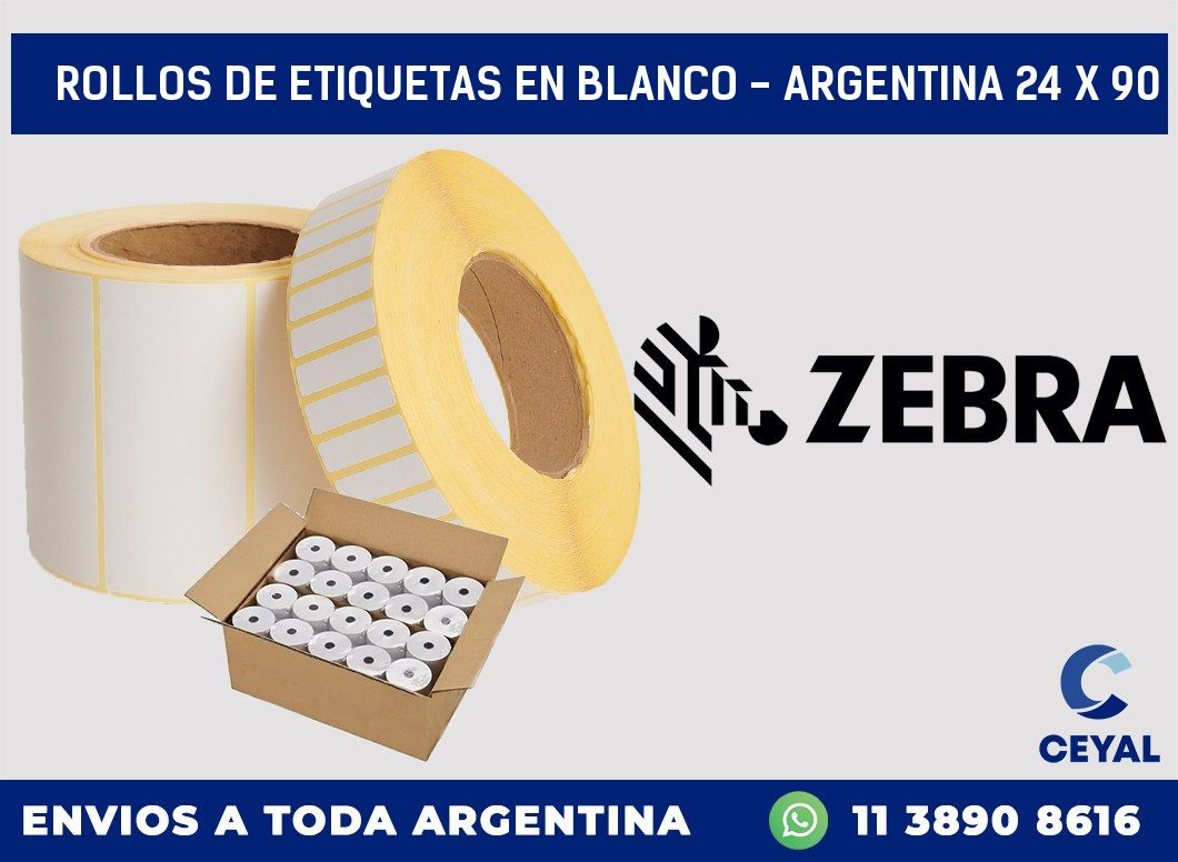 Rollos de etiquetas en blanco – Argentina 24 x 90