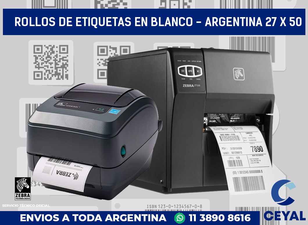 Rollos de etiquetas en blanco - Argentina 27 x 50