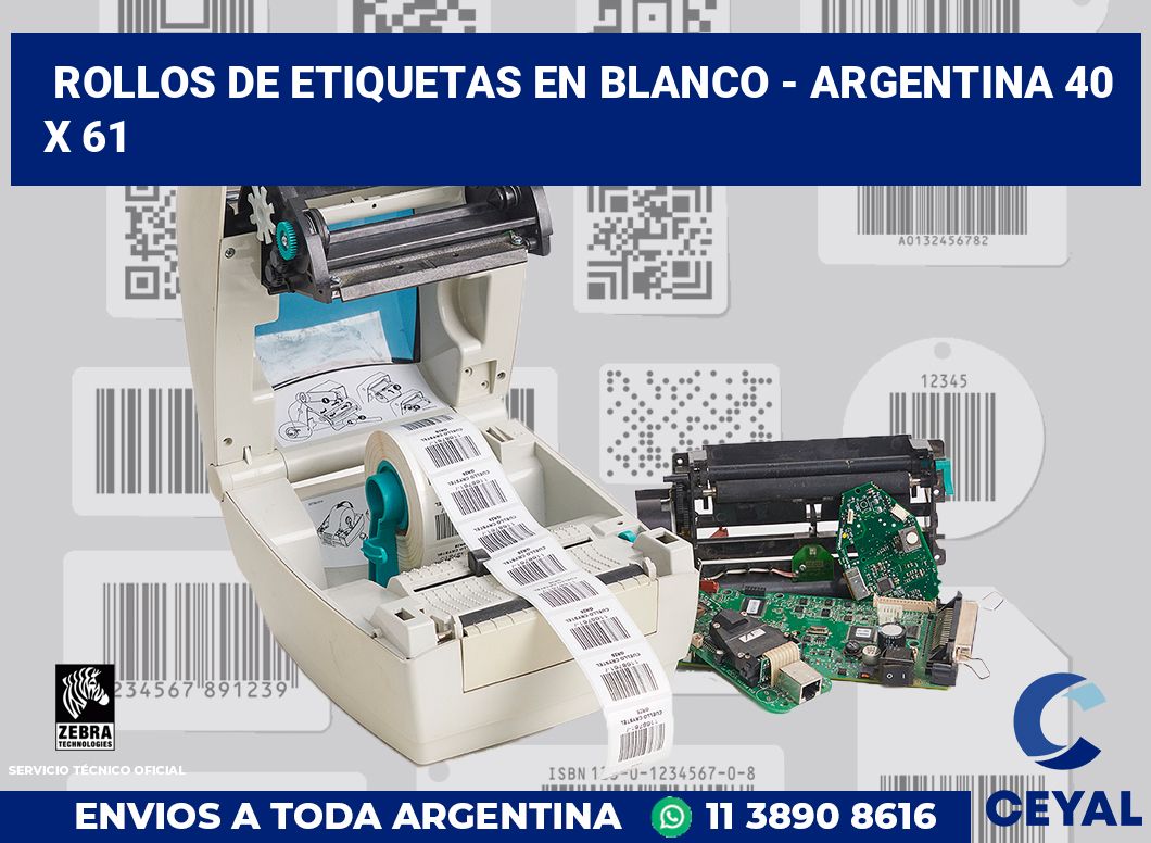 Rollos de etiquetas en blanco - Argentina 40 x 61
