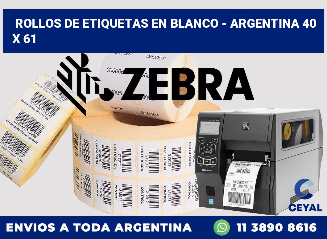 Rollos de etiquetas en blanco – Argentina 40 x 61