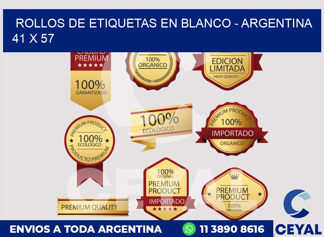 Rollos de etiquetas en blanco - Argentina 41 x 57