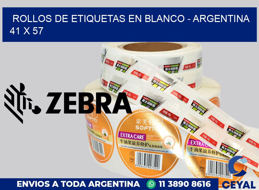 Rollos de etiquetas en blanco - Argentina 41 x 57