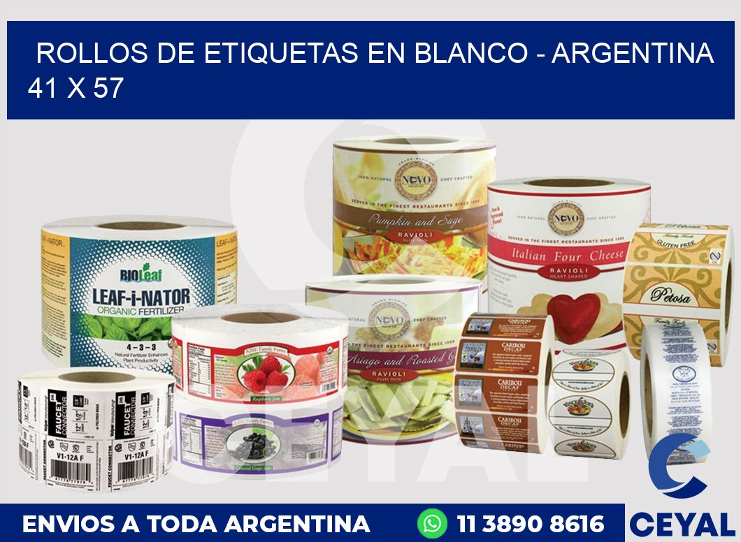 Rollos de etiquetas en blanco – Argentina 41 x 57