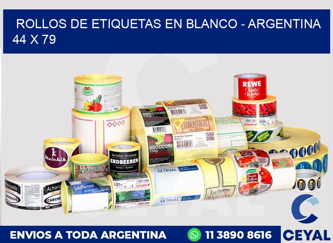 Rollos de etiquetas en blanco – Argentina 44 x 79