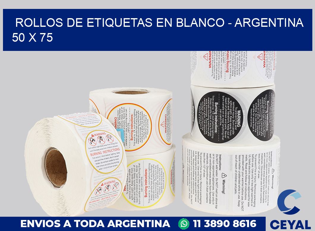 Rollos de etiquetas en blanco – Argentina 50 x 75