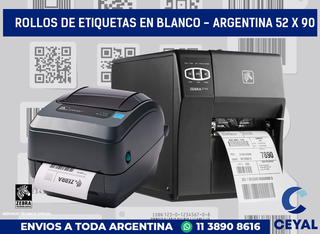 Rollos de etiquetas en blanco - Argentina 52 x 90