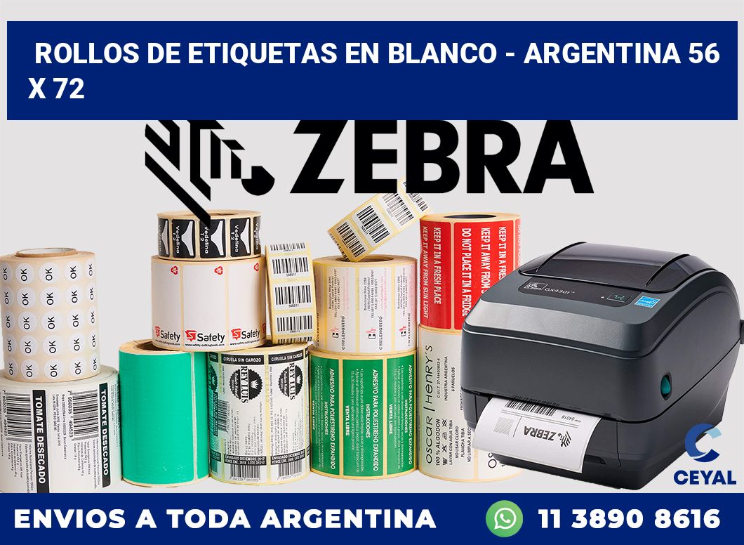 Rollos de etiquetas en blanco - Argentina 56 x 72