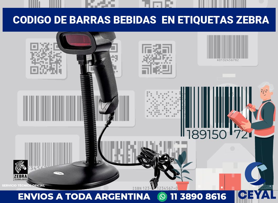 codigo de barras bebidas  en etiquetas Zebra
