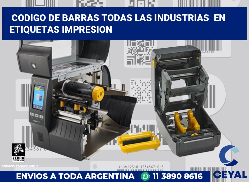 codigo de barras todas las industrias  en etiquetas impresion