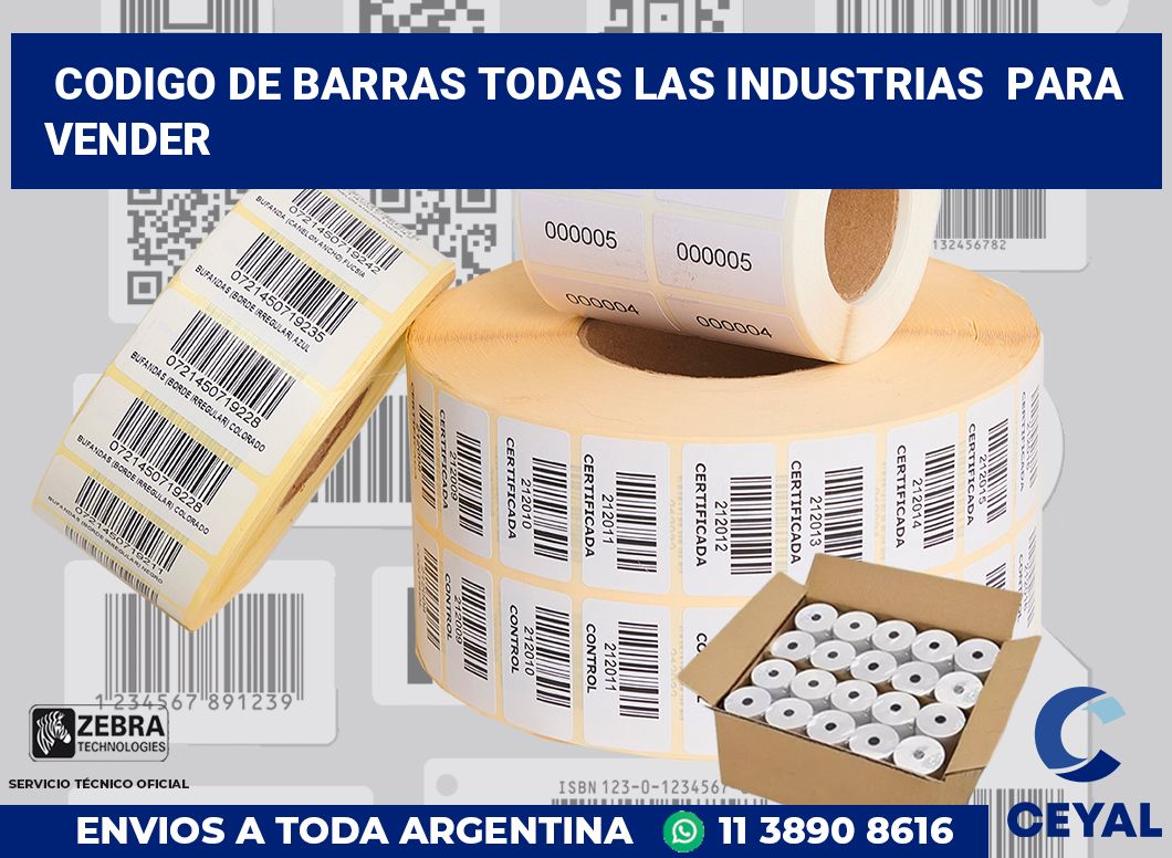 codigo de barras todas las industrias  para vender