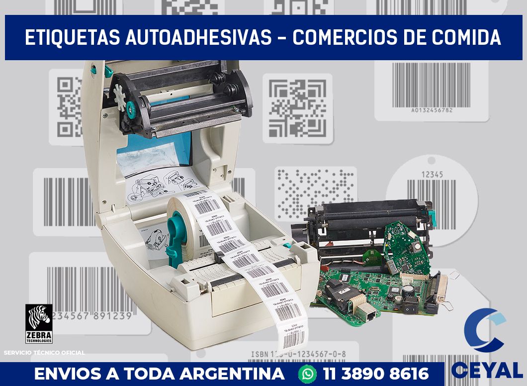 etiquetas autoadhesivas - comercios de comida