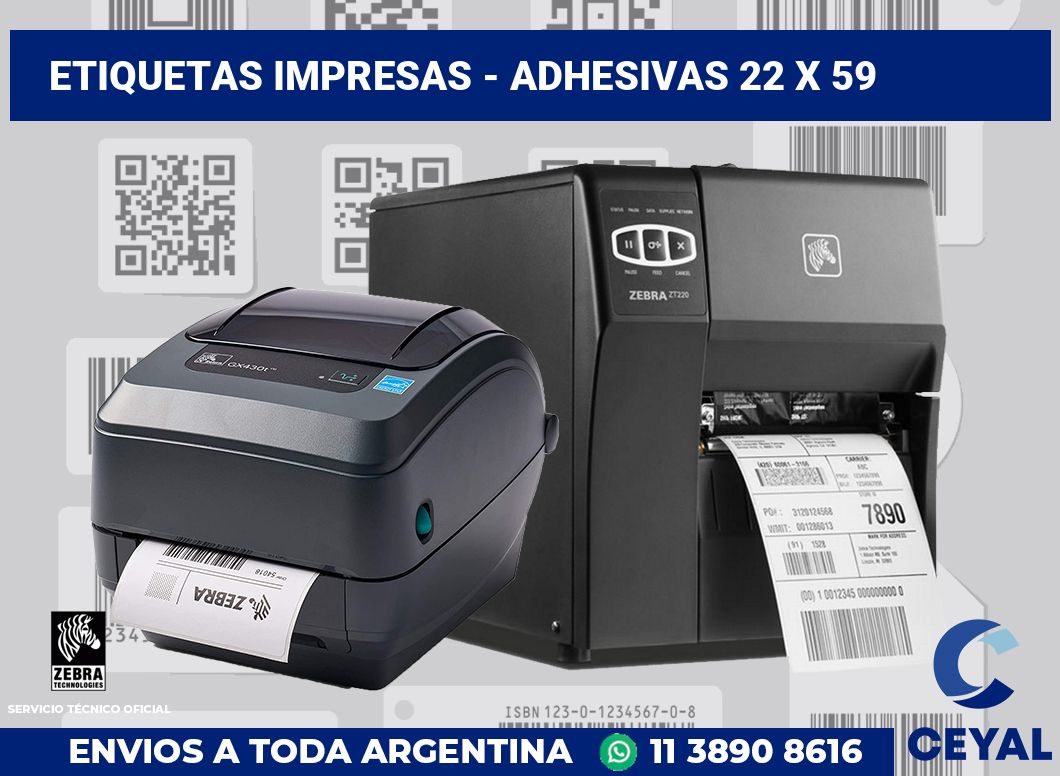 etiquetas impresas - Adhesivas 22 x 59