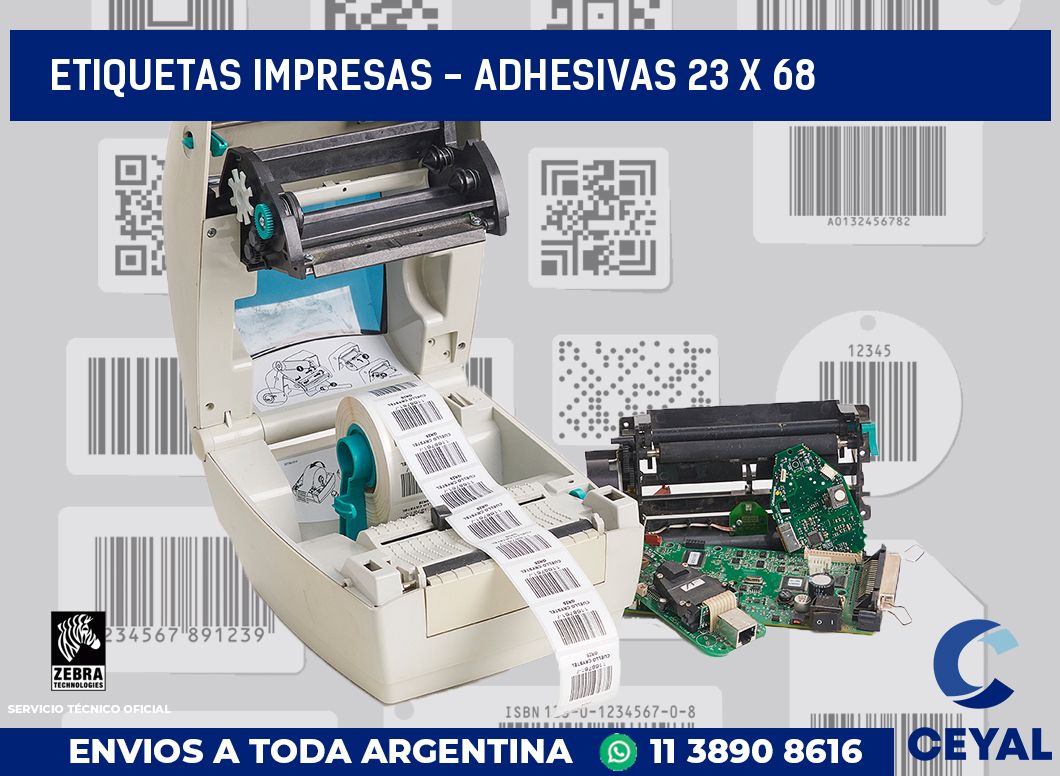 etiquetas impresas - Adhesivas 23 x 68