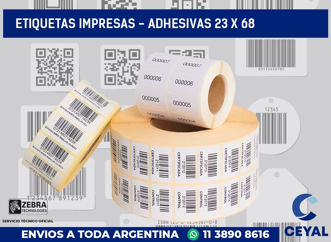 etiquetas impresas - Adhesivas 23 x 68