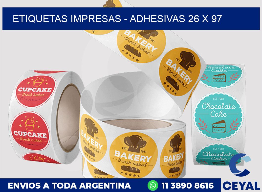 etiquetas impresas - Adhesivas 26 x 97